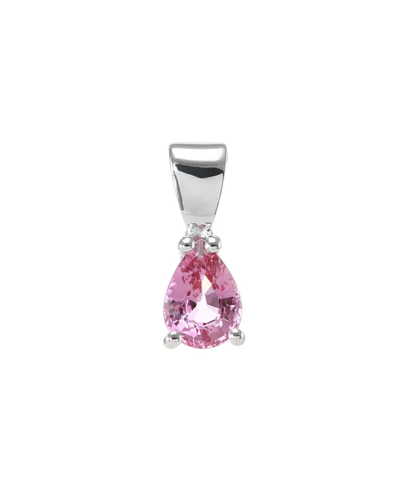 Pendentif Saphir Rose Poire 7x5mm en Or Blanc 750 pour femme - Bijoux Trabbia Vuillermoz