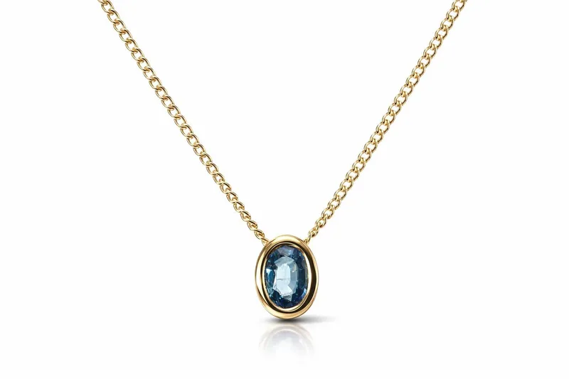 Pendentif Collier Saphir Bleu en Or Jaune 750 pour femme - Bijoux Trabbia Vuillermoz